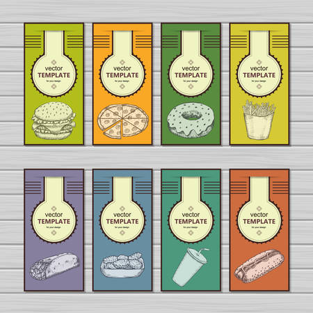 Fast food menu design template hand drawn vectorのイラスト素材