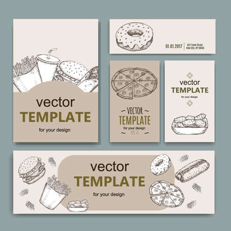 Fast food menu design template hand drawn vectorのイラスト素材