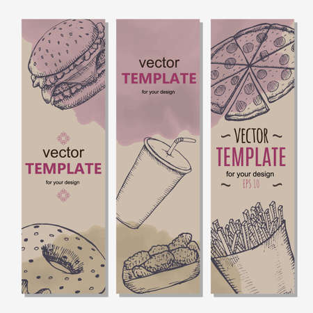 Fast food menu design template hand drawn vectorのイラスト素材