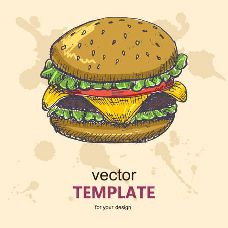 Fast food menu design template hand drawn vectorのイラスト素材