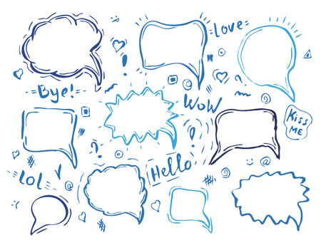 Speech hand drawn bubbles set.のイラスト素材