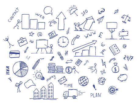 hand drawn business doodle elementのイラスト素材