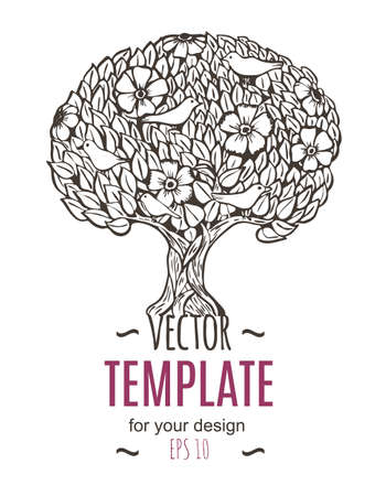 Vector illustration of the flyer, brochure or template design with treeのイラスト素材