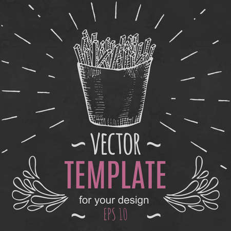 Fast food menu design template hand drawn vector.のイラスト素材