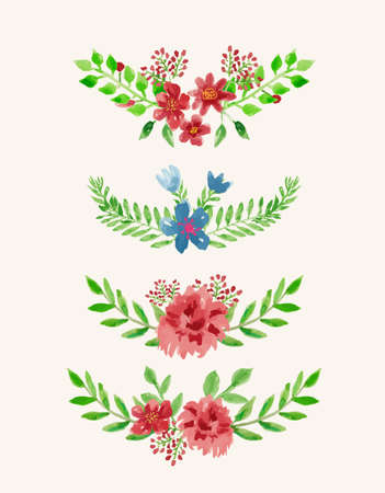 Watercolor wedding invitation design with flowerのイラスト素材