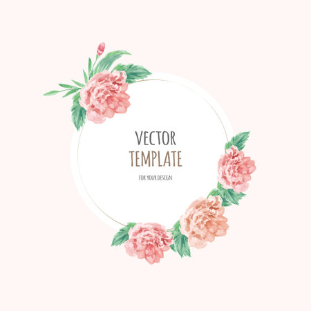 Watercolor wedding invitation design with flowerのイラスト素材