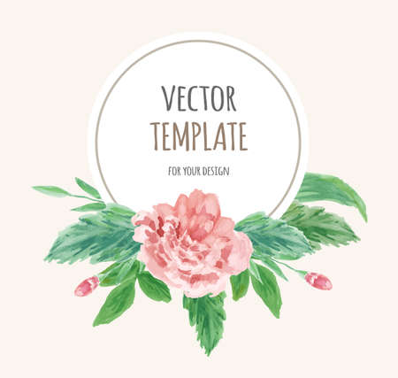 Watercolor wedding invitation design with flowerのイラスト素材