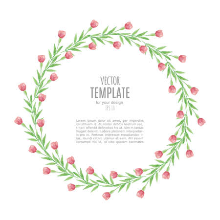 Watercolor wedding invitation design with flowerのイラスト素材