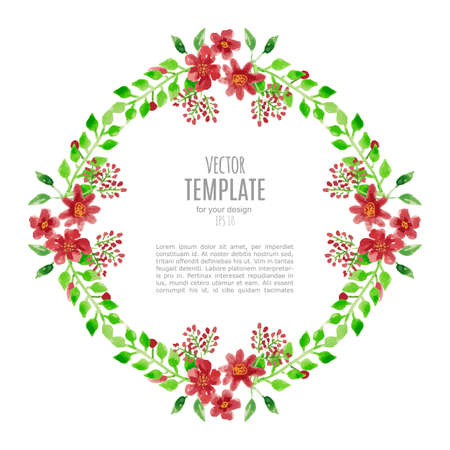 Watercolor wedding invitation design with flowerのイラスト素材