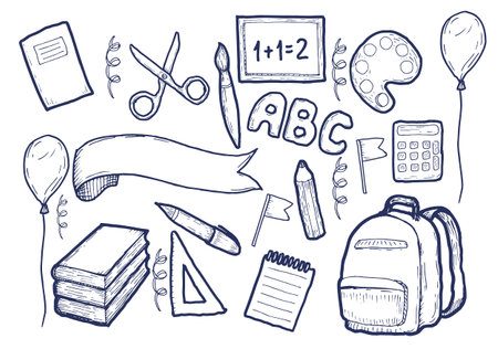 Back to School Supplies Sketchy Notebook Doodles