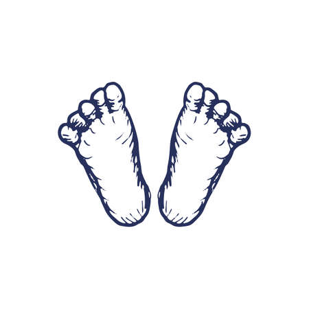 Hand drawn baby foot over whiteのイラスト素材