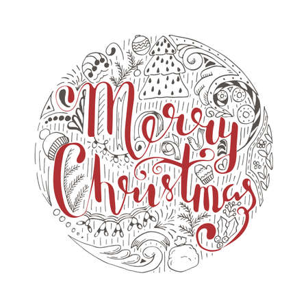 Holiday Vector Lettering, Merry Christmasのイラスト素材