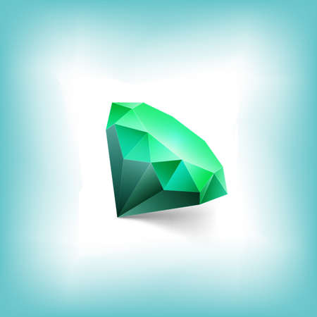 Cartoon vector diamond icon. Green crystal. Graphic element for games. Stock illustration.のイラスト素材