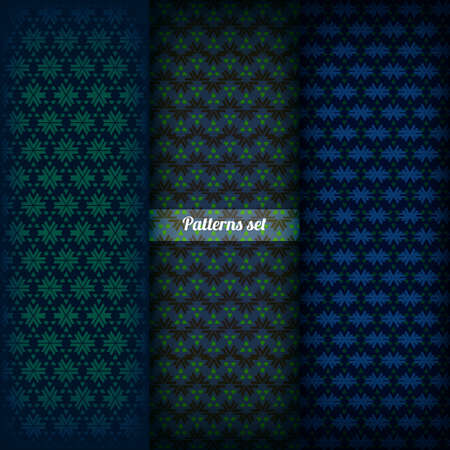 Set of seamless dark patterns. Backgrounds for banners, books, postcards and cover. Digital design elements. Stock Vector illustration.のイラスト素材