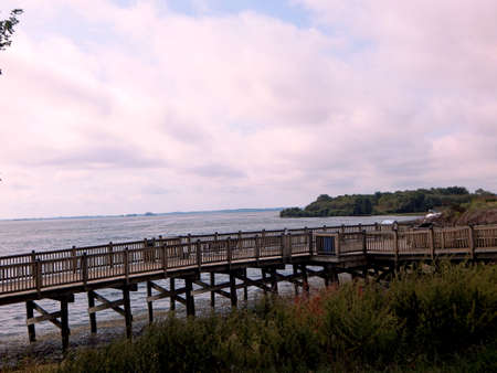 On the Boardwalk By the Bayの写真素材