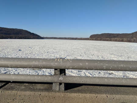 Susquehanna River Ice Jams from Overpassの写真素材