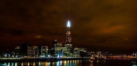 A panorama of London city at night, United Kingdomの写真素材