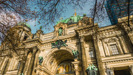 The Berlin Dome during winter in sunny day in Germanyの写真素材