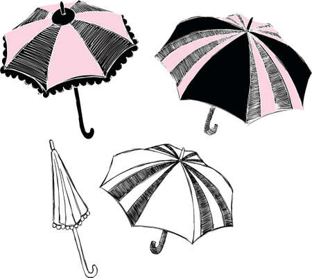 Umbrellas Sketchy Style Vector Illustrationのイラスト素材