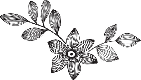 Ornamental Flower with Leaves Vector Illustrationのイラスト素材