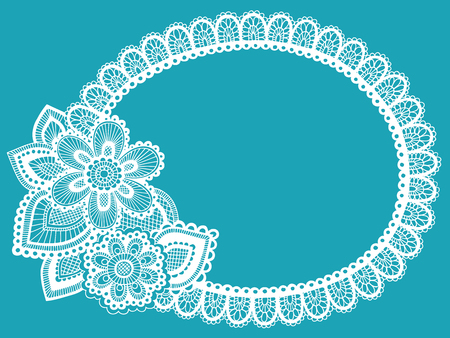 Hand-Drawn Lace Doily Henna / Mehndi Paisley Flower Doodle Frame Border- Vector Illustration Design Elementのイラスト素材