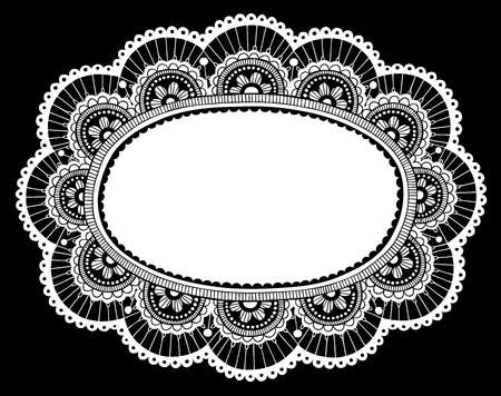 Hand-Drawn Lace Doily Henna / Mehndi Paisley Flower Frame Doodle- Vector Illustration Design Elementのイラスト素材