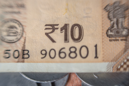 10 Rupee Indian banknoteの写真素材