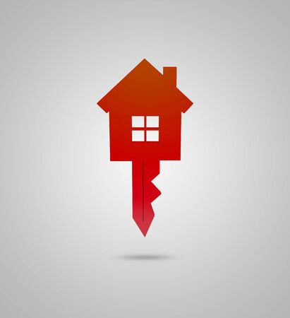 Real estate 3d concept with Red key and 3d house combined.の写真素材