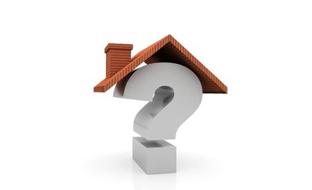 House and Question concept. High quality sharp 3D renderingの写真素材