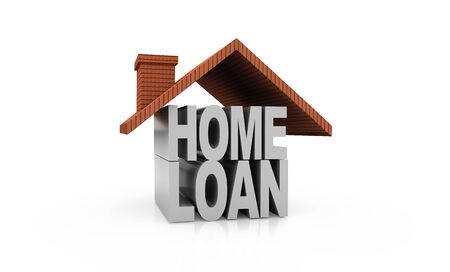 Home loan. Roof on the HOME LOAN letters. High quality sharp 3D renderingの写真素材