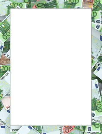 Frame made of 100 and 50 Euro banknotes. Much white space for copy - you can add your message inside.の写真素材