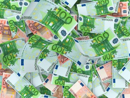 Seamless background made of euro banknotes - pile of moneyの写真素材
