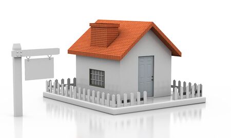 House for sale with keys isolated on white background, high resolution sharp 3d renderの写真素材
