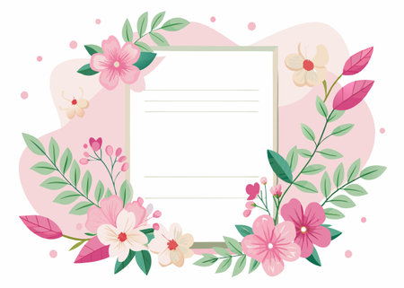 cute card with flowers and leafs decoration vector illustration designiconのイラスト素材
