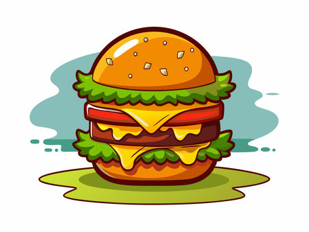 Burger with tomatoes and lettuce backgroundのイラスト素材