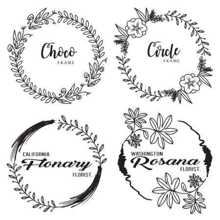 Frame Hand Drawn Flower Templateのイラスト素材