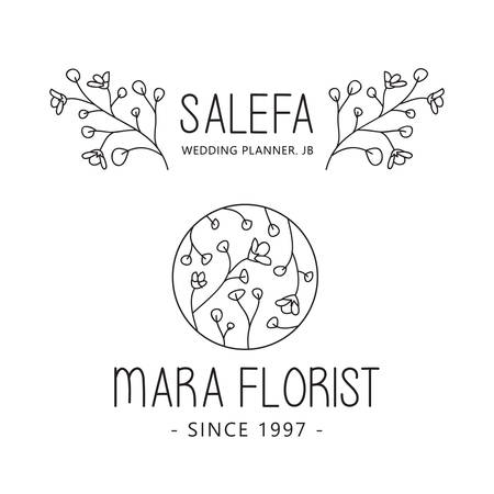 Beautiful Logo badge Hand Drawn Flower Templateのイラスト素材