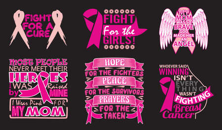 Brest Cancer Quote Setのイラスト素材