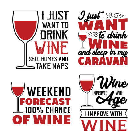 Wine Quote and Saying. Set of Wine quoteのイラスト素材