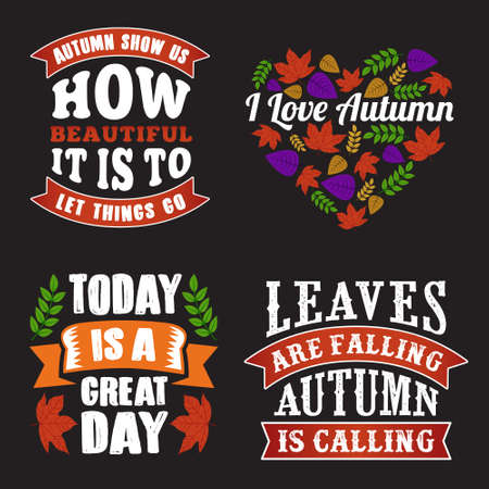 Autumn Quote and Saying Setのイラスト素材