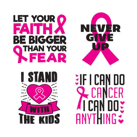 Breast Cancer Quotes Saying, 100 vector best for print design like t-shirt, mug, frame and otherのイラスト素材