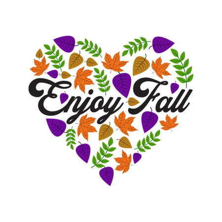 Autumn Quote and Saying, enjoy fallのイラスト素材