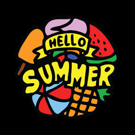 Hello Summer, 100 vector best for print design like t-shirt, mug, frame and otherのイラスト素材