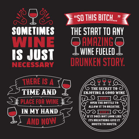 Wine Saying Quote Set, 100 vector, best for print designのイラスト素材