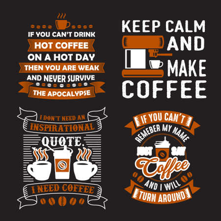 Funny Coffee Quote and Saying. 100 vector best for graphic in your goodsのイラスト素材