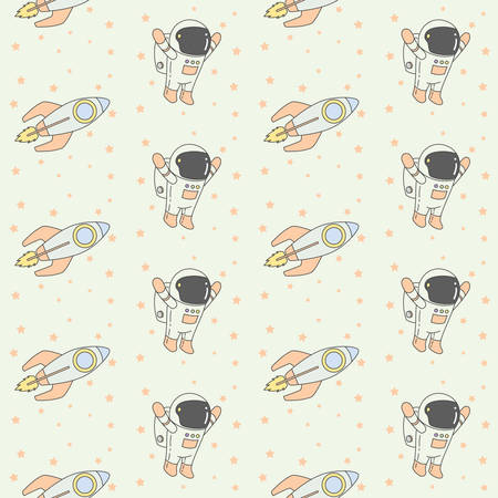 Astronaut Rocket Seamless Pattern Illustration. Vector Illustration, ready for printのイラスト素材