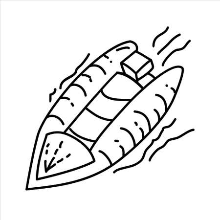 Lifeboat Outline Hand Drawn Icon Set Vectorのイラスト素材