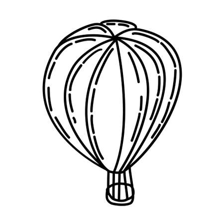 Hot Air Balloon Outline Hand Drawn Icon Set Vectorのイラスト素材