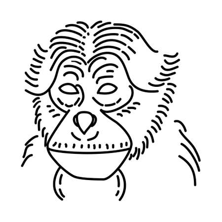 Siamang Icon. Tropical Animal Hand Drawn Icon Set Vector.のイラスト素材