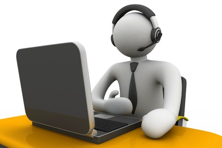 3D man working in a call center	の写真素材